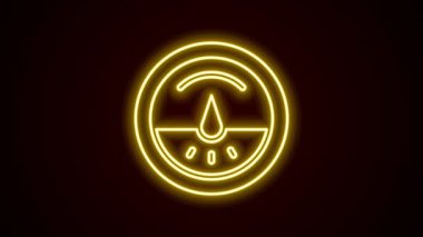 Parlayan neon hattı elektrik sayacı simgesi siyah arkaplanda izole edildi. 4K Video hareketli grafik canlandırması.