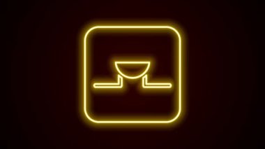 Elektronik devre ikonunda parlayan neon hattı Buzzer siyah arkaplanda izole edildi. 4K Video hareketli grafik canlandırması.