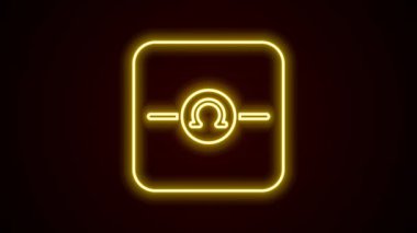 Parlayan neon hattı Ohmmetre simgesi siyah arkaplanda izole edildi. 4K Video hareketli grafik canlandırması.