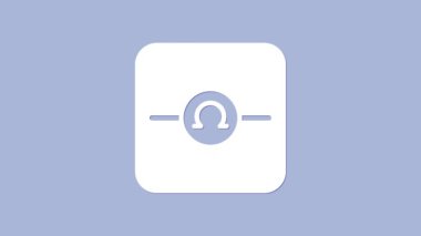 Beyaz Ohmmetre simgesi mor arkaplanda izole edilmiş. 4K Video hareketli grafik canlandırması.