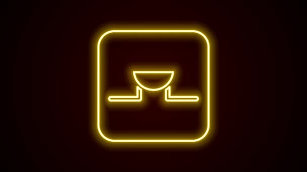 Świecące Neonowe Brzęczyk Ikonie Obwodu Elektronicznego Izolowane Czarnym Tle Animacja — Wideo stockowe