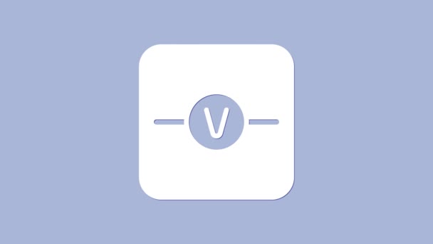 Weißes Symbol Der Elektronischen Komponente Voltmeter Isoliert Auf Violettem Hintergrund — Stockvideo