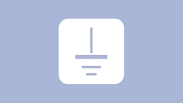白色电气符号地面图标孤立在紫色背景 保护大地符号图标在电力 4K视频运动图形动画 — 图库视频影像