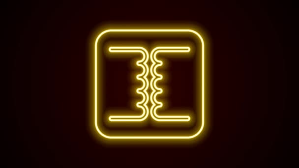 Žhnoucí Neonová Linka Ikona Elektrického Transformátoru Izolovaná Černém Pozadí Grafická — Stock video