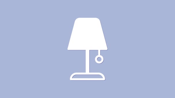Witte Tafellamp Pictogram Geïsoleerd Paarse Achtergrond Nachtlampje Video Motion Grafische — Stockvideo