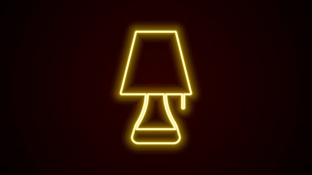 Świecąca Neonowa Linia Ikona Lampy Stołowej Izolowana Czarnym Tle Animacja — Wideo stockowe