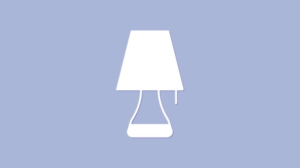 Vit Bordslampa Ikon Isolerad Lila Bakgrund Video Motion Grafisk Animation — Stockvideo