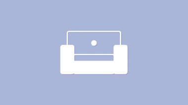 Beyaz Kol Koltuğu simgesi mor arkaplanda izole edildi. 4K Video hareketli grafik canlandırması.