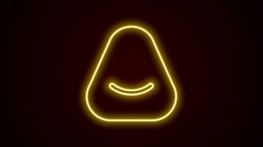 Parlayan neon hattı Pouf simgesi siyah arkaplanda izole edildi. Yumuşak sandalye. Koltuk için çanta. Rahat mobilya koltuğu. 4K Video hareketli grafik canlandırması.