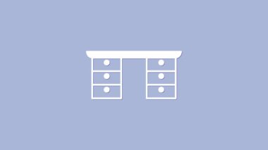 Beyaz Saray masa simgesi mor arkaplanda izole edildi. 4K Video hareketli grafik canlandırması.