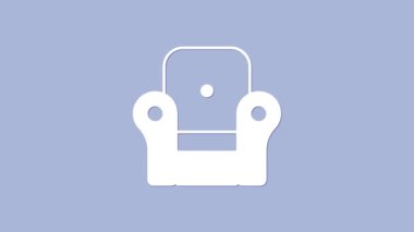 Beyaz Kol Koltuğu simgesi mor arkaplanda izole edildi. 4K Video hareketli grafik canlandırması.