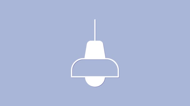 Biała Lampa Wisząca Ikona Izolowana Fioletowym Tle Żarówka Sufitowa Animacja — Wideo stockowe