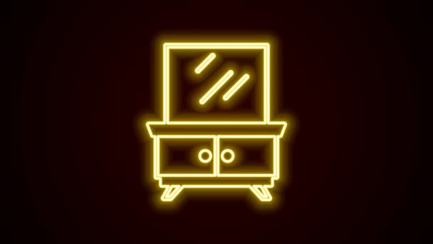 Świecąca Neon Linia Ikona Stół Opatrunkowy Izolowany Czarnym Tle Animacja — Wideo stockowe