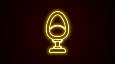 Parlayan neon hattı Armchair simgesi siyah arkaplanda izole edildi. 4K Video hareketli grafik canlandırması.
