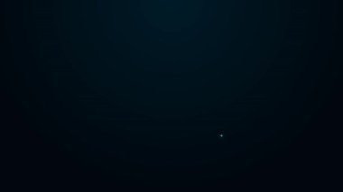 Parlayan neon hattı Resim simgesi siyah arkaplanda izole edildi. 4K Video hareketli grafik canlandırması.