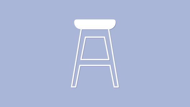 White Chair Icon Isolated Purple Background Video Motion Graphic Animation — Stock Video