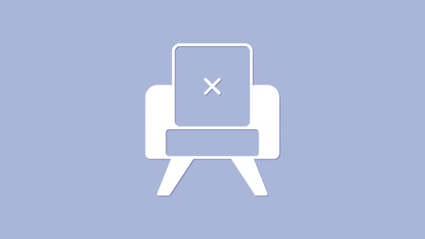 Biała Ikona Fotela Odizolowana Fioletowym Tle Animacja Graficzna Ruchu Wideo — Wideo stockowe