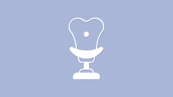 Белый Кресло Значок Изолирован Фиолетовом Фоне Видеографическая Анимация — стоковое видео