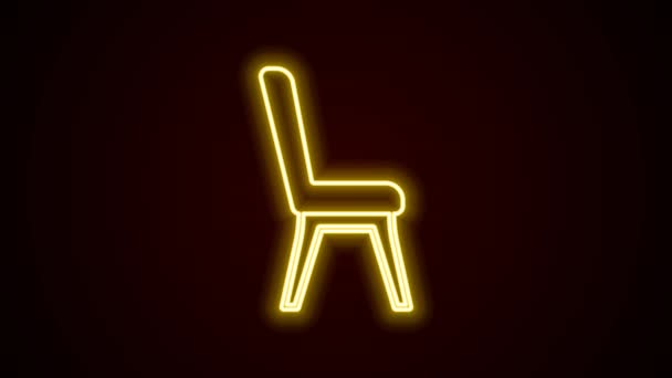 Świecąca Neonowa Linia Ikona Krzesła Odizolowana Czarnym Tle Animacja Graficzna — Wideo stockowe