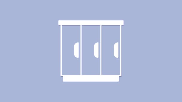 Weißes Kleiderschrank Symbol Isoliert Auf Violettem Hintergrund Schrankschild Video Motion — Stockvideo