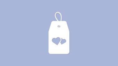 Beyaz lütfen mor arka planda izole edilmiş kalp ikonu ile rahatsız etmeyin. Otel Kapısı Askısı Etiketleri. 4K Video hareketli grafik canlandırması.