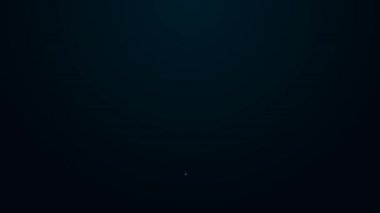 Parlayan neon çizgisi alyans simgesi siyah arkaplanda izole edildi. Gelin ve damat mücevher tabelası. Evlilik sembolü. Elmas yüzük. 4K Video hareketli grafik canlandırması.