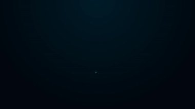 Siyah zemin üzerinde kanat simgesi olan parlak neon çizgili kalp. Aşk sembolü. Sevgililer günün kutlu olsun. 4K Video hareketli grafik canlandırması.