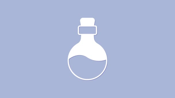 Біла Пляшка Іконою Піни Ізольованою Фіолетовому Фоні Щасливого Валентинів День — стокове відео