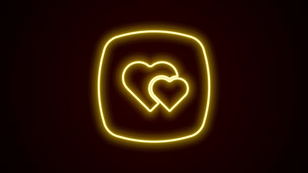 Glowing Neon Line Heart Icon Isolated Black Background Romantic Symbol — Wideo stockowe