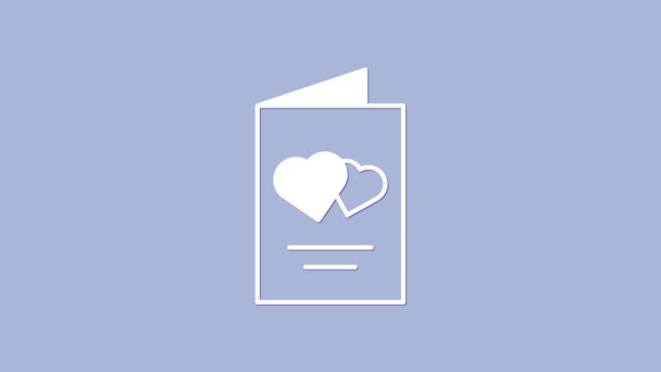 Λευκό Φυλλάδιο Ημέρα Του Αγίου Βαλεντίνου Εικονίδιο Καρδιά Απομονώνονται Μωβ — Αρχείο Βίντεο