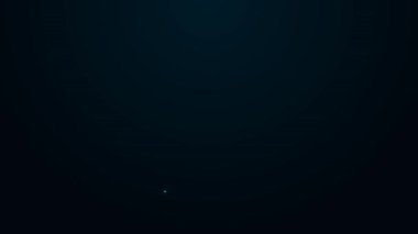 Siyah arka planda kalp ikonu olan parlak neon çizgili alışveriş torbası. Alışveriş torbası sevgisi kalp ikonu gibidir. Sevgililer günün kutlu olsun. 4K Video hareketli grafik canlandırması.