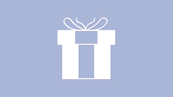 White Gift Box Symbol Isoliert Auf Lila Hintergrund Valentinstag Video — Stockvideo