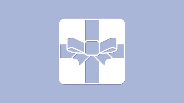 White Gift Box Symbol Isoliert Auf Lila Hintergrund Valentinstag Video — Stockvideo