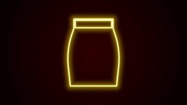 Parlayan neon çizgisi etek simgesi siyah arkaplanda izole edildi. 4K Video hareketli grafik canlandırması.