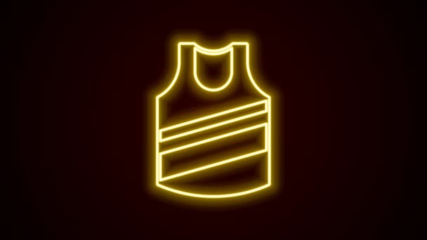 Glowing Neon Line Undershirt Icon Isolated Black Background Video Motion — Vídeo de Stock