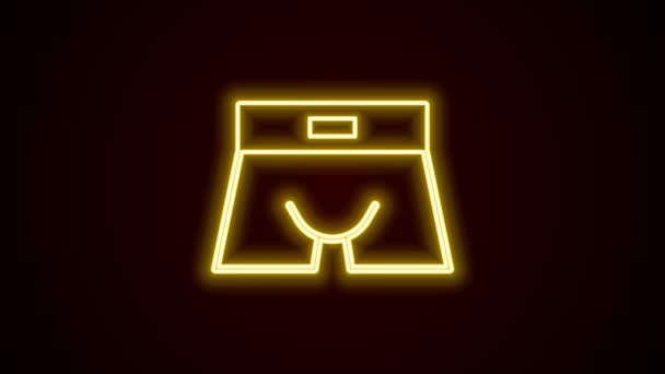 亮晶晶的霓虹灯线男人内裤图标孤立在黑色背景 男式内裤4K视频运动图形动画 — 图库视频影像