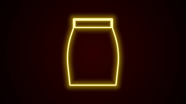 Gloeiende Neon Lijn Rok Pictogram Geïsoleerd Zwarte Achtergrond Video Motion — Stockvideo