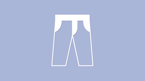 Weiße Hosen Symbol Isoliert Auf Lila Hintergrund Hosenunterschrift Video Motion — Stockvideo