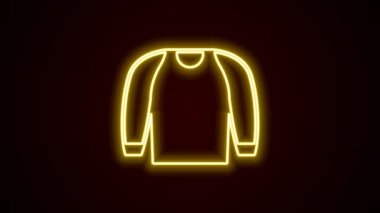 Parlayan neon çizgisi süveter simgesi siyah arkaplanda izole edildi. Kazak ikonu. Kazak tabelası. 4K Video hareketli grafik canlandırması.