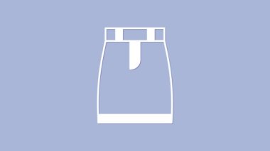 Mor arkaplanda beyaz etek simgesi izole edildi. 4K Video hareketli grafik canlandırması.