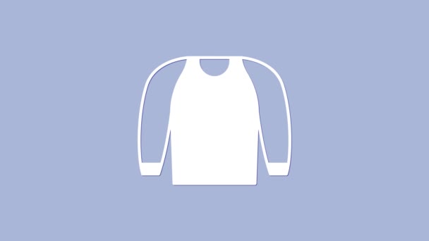 Weißes Sweater Symbol Isoliert Auf Lila Hintergrund Pullover Symbol Sweatshirt — Stockvideo