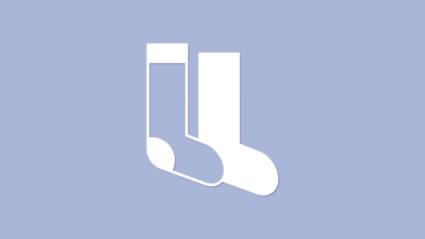 Witte Sokken Pictogram Geïsoleerd Paarse Achtergrond Video Motion Grafische Animatie — Stockvideo