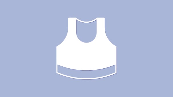 Icono Top Corte Femenino Blanco Aislado Sobre Fondo Púrpura Camiseta — Vídeos de Stock