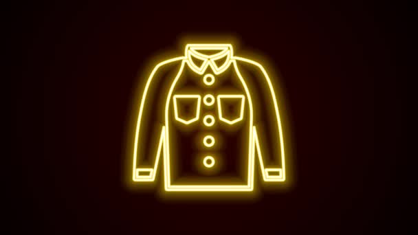 Glödande Neon Line Tröja Ikon Isolerad Svart Bakgrund Shirt Video — Stockvideo