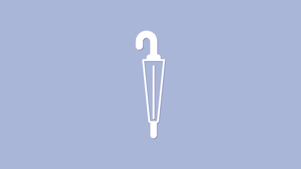 Blanco Clásico Icono Elegante Paraguas Aislado Sobre Fondo Púrpura Símbolo — Vídeos de Stock