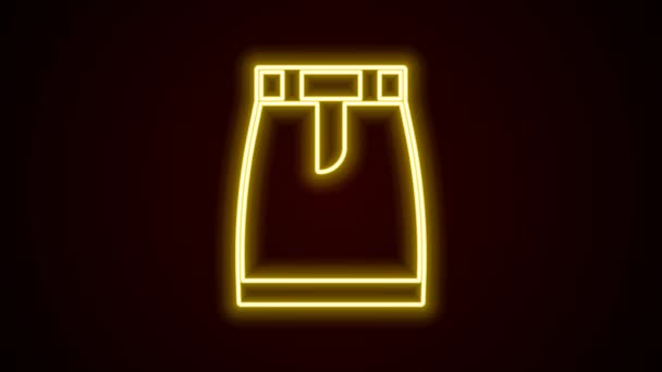 Glowing Neon Line Skirt Icon Isolated Black Background Video Motion — Stock Video