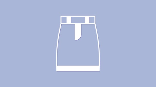 Icono Falda Blanca Aislado Sobre Fondo Púrpura Animación Gráfica Vídeo — Vídeos de Stock