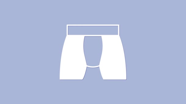 白色男子内裤图标孤立在紫色背景 男式内裤4K视频运动图形动画 — 图库视频影像