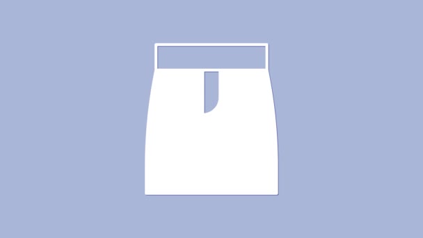 白色的Skirt图标孤立在紫色背景 4K视频运动图形动画 — 图库视频影像