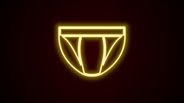 Linea Neon Luminosa Icona Uomo Mutande Isolata Sfondo Nero Biancheria — Video Stock